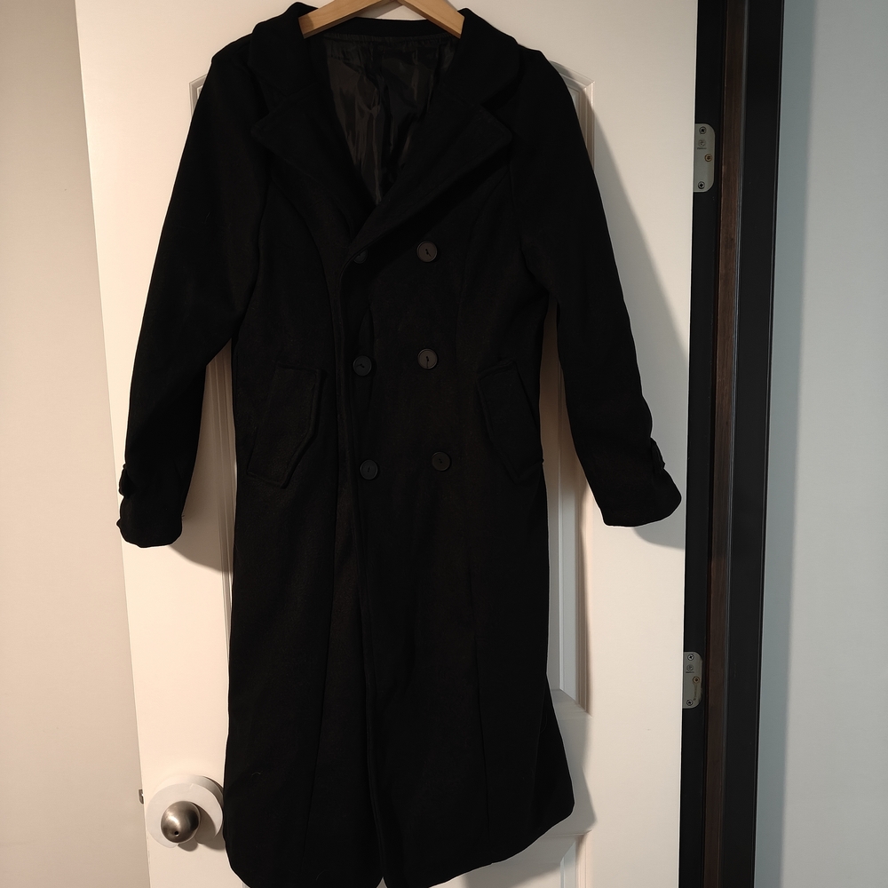 Men's Black Double-Breasted Coat